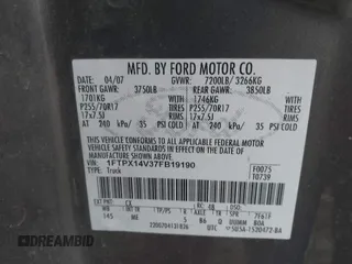 2007 Ford F-150 XLT with VIN 1FTPX14V37FB19190, listed as a IAAI auction lot 42056554 with 158,236 mi miles. Bid and sale history available at carsss.com. Image 9.