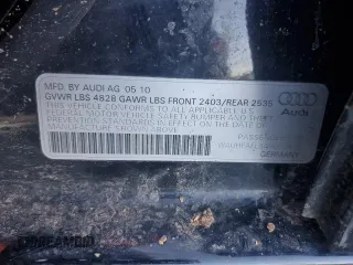 2010 Audi A4 2.0T Premium Plus with VIN WAUHFAFL3AN070120, listed as a Copart auction lot 88888075 with 0 mi miles and Salvage Title. Bid and sale history available at carsss.com. Image 12.