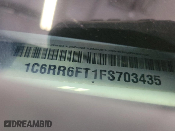 2015 Ram 1500 Express with VIN 1C6RR6FT1FS703435, listed as a IAAI auction lot 42734133 with 127,271 mi miles and . Bid and sale history available at DreamBid. Image 1.