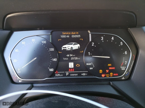 2021 BMW 2 Series 228i xDrive with VIN WBA73AK08M7H14464, listed as a Copart auction lot 46280975 with 25,729 mi miles and Salvage Title. Bid and sale history available at carsss.com. Image 9.