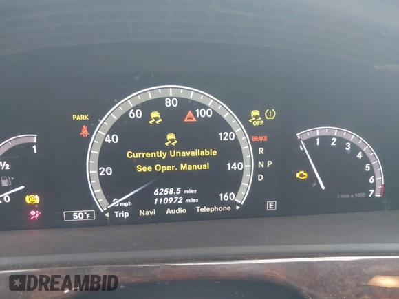 2011 Mercedes-Benz S-Class S 550 with VIN WDDNG7BB1BA375438, listed as a IAAI auction lot 41605141 with 110,972 mi miles. Bid and sale history available at carsss.com. Image 7.