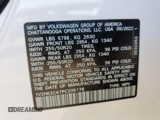 2023 Volkswagen Atlas SE with VIN 1V2HE2CA7PC205178, listed as a Copart auction lot 83377914 with 25,248 mi miles and Salvage title. Bid and sale history available at DreamBid. Image 12.