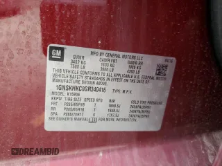 2016 Chevrolet Suburban LT with VIN 1GNSKHKC0GR340416, listed as a Copart auction lot 51178395 with 79,588 mi miles and Salvage Title. Bid and sale history available at DreamBid. Image 15.
