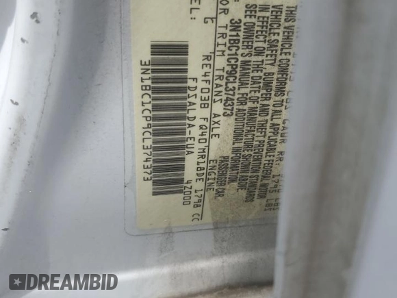 2012 Nissan Versa S with VIN 3N1BC1CP9CL374373, listed as a Copart auction lot 51762575 with 163,973 mi miles and Salvage Title. Bid and sale history available at carsss.com. Image 12.