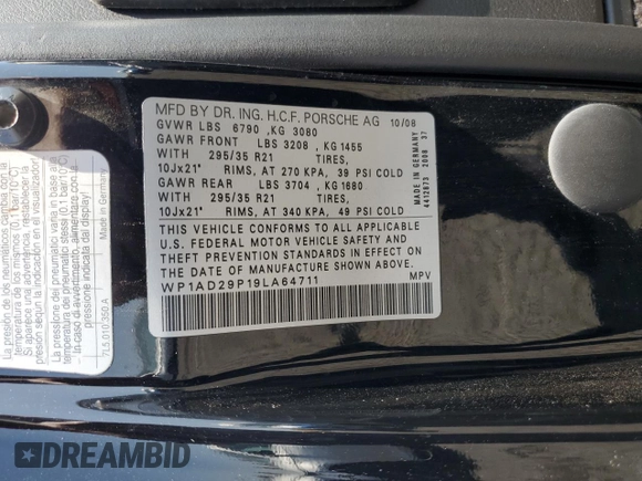 2009 Porsche Cayenne GTS with VIN WP1AD29P19LA64711, listed as a Copart auction lot 58527025 with 143,018 mi miles and Clean title. Bid and sale history available at DreamBid. Image 13.