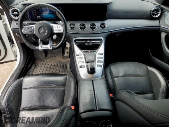 2019 Mercedes-Benz AMG GT 53 with VIN WDD7X6BB0KA007660, listed as a Copart auction lot 52593275 with 64,296 mi miles and Salvage title. Bid and sale history available at DreamBid. Image 8.