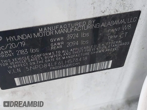 2020 Hyundai Elantra SEL with VIN 5NPD84LF6LH578418, listed as a IAAI auction lot 42318244 with 88,275 mi miles and . Bid and sale history available at DreamBid. Image 9.