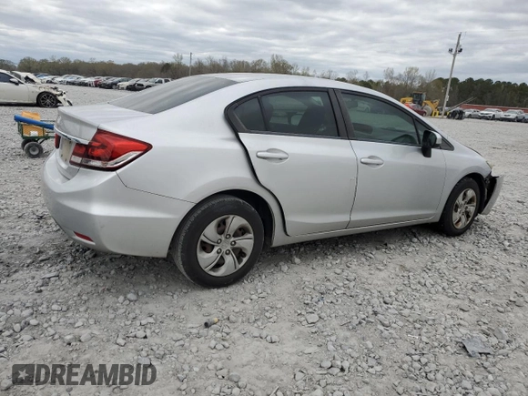 2015 Honda Civic Sedan LX with VIN 19XFB2F56FE035810, listed as a Copart auction lot 50089945 with 143,039 mi miles and Salvage Title. Bid and sale history available at carsss.com. Image 3.