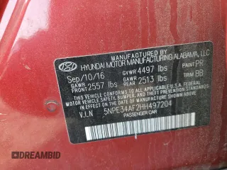 2017 Hyundai Sonata Sport with VIN 5NPE34AF2HH497204, listed as a Copart auction lot 53440325 with 122,653 mi miles and Salvage Title. Bid and sale history available at carsss.com. Image 12.