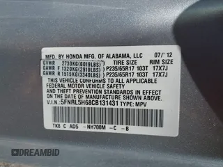 2012 Honda Odyssey EX-L with VIN 5FNRL5H68CB131431, listed as a IAAI auction lot 42012749 with 245,649 mi miles and . Bid and sale history available at carsss.com. Image 9.