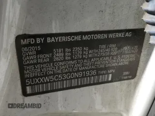 2016 BMW X4 xDrive35i with VIN 5UXXW5C53G0N91936, listed as a Copart auction lot 49480633 with 159,184 mi miles. Bid and sale history available at carsss.com. Image 12.