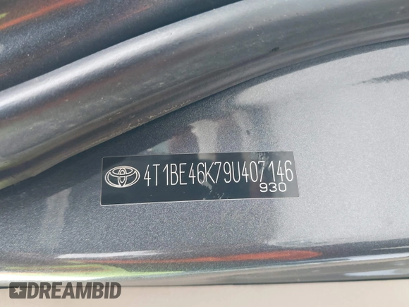 2009 Toyota Camry with VIN 4T1BE46K79U407146, listed as a IAAI auction lot 41925428 with Not Provided miles and . Bid and sale history available at carsss.com. Image 9.