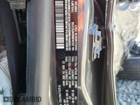 2019 Jeep Renegade Latitude z VIN ZACNJBBB3KPK72100, wystawiony jako Copart lot #53687245 z przebiegiem Nie podano mil oraz Szkoda całkowita • Salvage title. Historia ofert i sprzedaży dostępna na DreamBid. Obrazek 14.