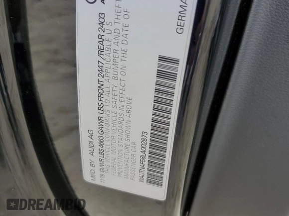 2020 Audi A5 Premium Plus z VIN WAUTNAF58LA002873, wystawiony jako Copart lot #53747345 z przebiegiem 39 908 mil mil oraz Szkoda całkowita • Salvage title. Historia ofert i sprzedaży dostępna na DreamBid. Obrazek 13.