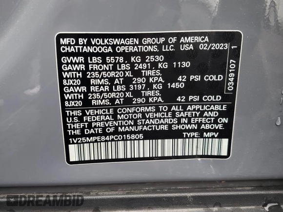 2023 Volkswagen ID.4 S z VIN 1V25MPE84PC015805, wystawiony jako Copart lot #56640665 z przebiegiem 11 252 mil mil oraz Tytuł czysty. Historia ofert i sprzedaży dostępna na DreamBid. Obrazek 12.