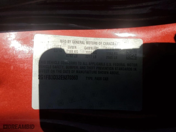 2014 Chevrolet Camaro LT with VIN 2G1FB3D32E9270363, listed as a Copart auction lot 41483285 with 0 mi miles and Salvage Title. Bid and sale history available at carsss.com. Image 13.