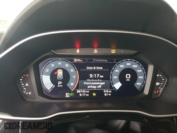 2021 Audi Q3 Premium with VIN WA1AUCF3XM1094216, listed as a Copart auction lot 58710615 with 86,743 mi miles and Salvage title. Bid and sale history available at DreamBid. Image 9.