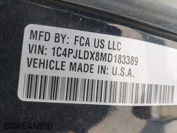 2021 Jeep Cherokee Limited with VIN 1C4PJLDX8MD183389, listed as a IAAI auction lot 42286478 with 93,677 mi miles and . Bid and sale history available at DreamBid. Image 9.