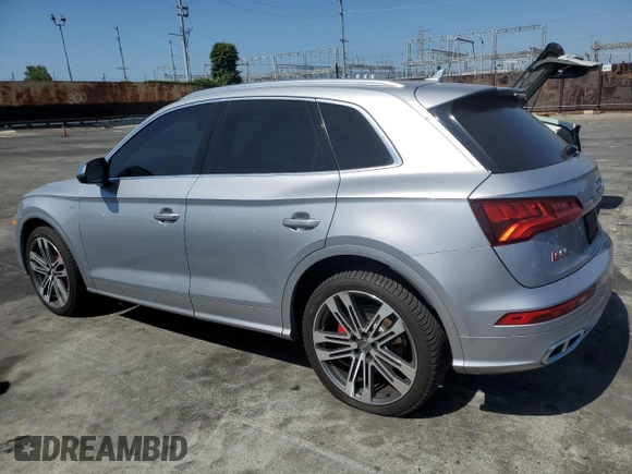 2018 Audi SQ5 Premium Plus с VIN WA1A4AFY2J2070806, выставлен на аукционе Copart как лот 57590675 с пробегом 62 087 миль миль и Списание • Salvage title. История ставок и продаж доступна на DreamBid. Изображение 2.