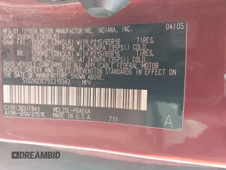 2005 Toyota Sienna CE с VIN 5TDZA23C75S319342, выставлен на аукционе IAAI как лот 42359785 с пробегом 189 421 миль миль и . История ставок и продаж доступна на DreamBid. Изображение 9.