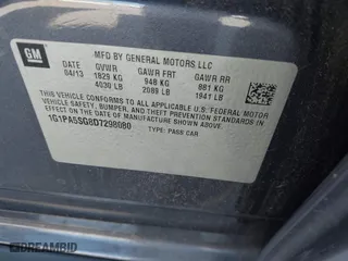 2013 Chevrolet Cruze LS with VIN 1G1PA5SG8D7298080, listed as a IAAI auction lot 42004205 with 127,834 mi miles. Bid and sale history available at carsss.com. Image 9.