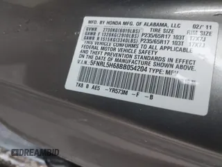 2011 Honda Odyssey EX-L with VIN 5FNRL5H68BB054204, listed as a IAAI auction lot 42576248 with Not provided miles and . Bid and sale history available at DreamBid. Image 9.