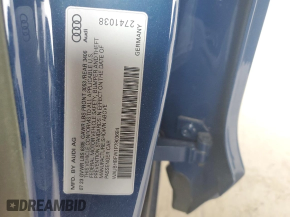 2023 Audi RS e-tron GT z VIN WAUBHBFW1P7903684, wystawiony jako Copart lot #76603094 z przebiegiem 6071 mil mil oraz Nie do naprawy. Historia ofert i sprzedaży dostępna na DreamBid. Obrazek 13.