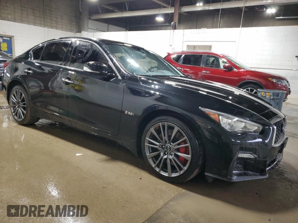 2018 Infiniti Q50 RED SPORT 400 with VIN JN1FV7ARXJM480935, listed as a Copart auction lot 49582535 with 64,431 mi miles and Salvage Title. Bid and sale history available at carsss.com. Image 4.