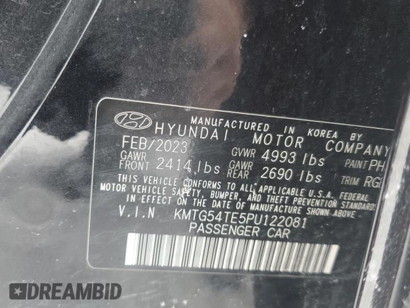 2023 Genesis G70 3.3T with VIN KMTG54TE5PU122081, listed as a Copart auction lot 45545305 with 17,674 mi miles and Salvage Title. Bid and sale history available at DreamBid. Image 12.