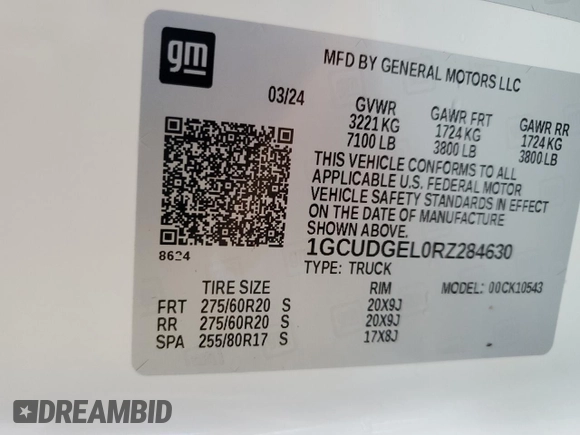 2024 Chevrolet Silverado 1500 LTZ with VIN 1GCUDGEL0RZ284630, listed as a Copart auction lot 74269294 with 5,027 mi miles and Non Repairable. Bid and sale history available at DreamBid. Image 13.