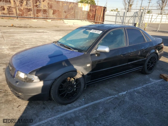 2001 Audi S4 with VIN WAURD68D41A135013, listed as a Copart auction lot 48260185 with 164,053 mi miles and Clean Title. Bid and sale history available at carsss.com. Image 1.