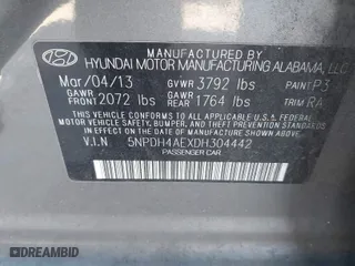 2013 Hyundai Elantra GLS PZEV with VIN 5NPDH4AEXDH304442, listed as a IAAI auction lot 41136472 with 182,800 mi miles. Bid and sale history available at carsss.com. Image 9.