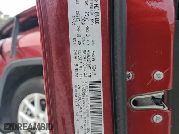 2017 Jeep Cherokee Sport with VIN 1C4PJMAS5HD227451, listed as a Copart auction lot 89089355 with 88,608 mi miles and Salvage Title. Bid and sale history available at carsss.com. Image 15.