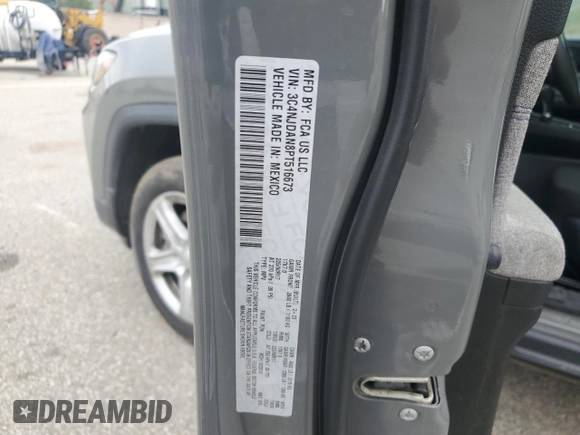 2023 Jeep Compass Sport z VIN 3C4NJDAN8PT516673, wystawiony jako Copart lot #50923195 z przebiegiem 84 875 mil mil oraz Szkoda całkowita • Salvage title. Historia ofert i sprzedaży dostępna na DreamBid. Obrazek 15.