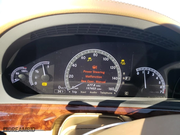 2010 Mercedes-Benz S-Class S 550 with VIN WDDNG7BB0AA340596, listed as a Copart auction lot 87000054 with 197,403 mi miles and Salvage Title. Bid and sale history available at carsss.com. Image 9.