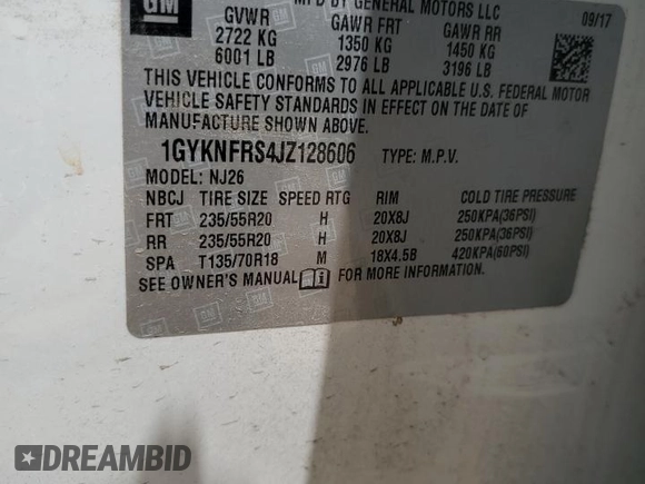 2018 Cadillac XT5 Premium Luxury AWD with VIN 1GYKNFRS4JZ128606, listed as a Copart auction lot 61941695 with 33,511 mi miles and Salvage title. Bid and sale history available at DreamBid. Image 13.