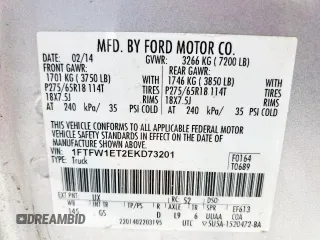 2014 Ford F-150 XL with VIN 1FTFW1ET2EKD73201, listed as a Copart auction lot 52908655 with 245,012 mi miles and Salvage Title. Bid and sale history available at carsss.com. Image 12.