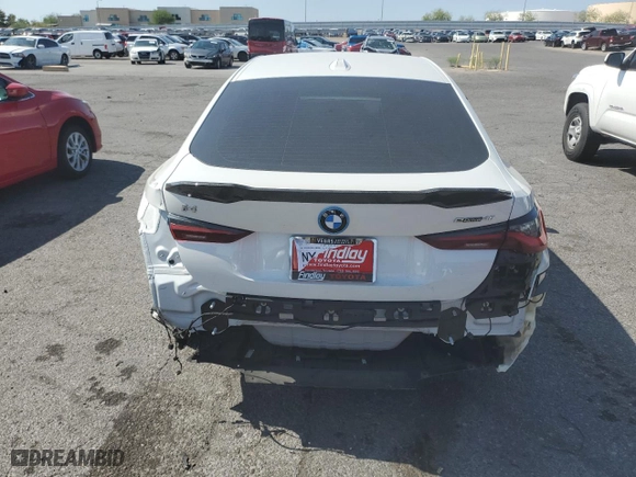 2023 BMW i4 eDrive40 with VIN WBY73AW06PFN86342, listed as a Copart auction lot 57965313 with 5,244 mi miles. Bid and sale history available at carsss.com. Image 6.