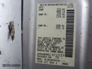 2020 Nissan Maxima SL with VIN 1N4AA6DV0LC372537, listed as a Copart auction lot 87853225 with 94,048 mi miles and Salvage Title. Bid and sale history available at carsss.com. Image 14.