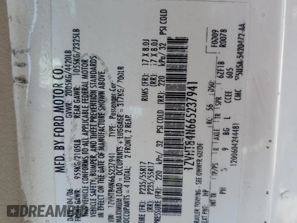 2006 Ford Mustang Standard z VIN 1ZVHT84N665237941, wystawiony jako Copart lot #55253585 z przebiegiem 171 923 mil mil oraz Szkoda całkowita • Salvage title. Historia ofert i sprzedaży dostępna na DreamBid. Obrazek 12.