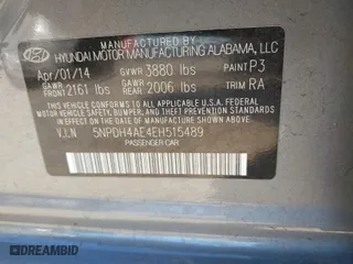 2014 Hyundai Elantra SE with VIN 5NPDH4AE4EH515489, listed as a IAAI auction lot 41702399 with 107,716 mi miles. Bid and sale history available at carsss.com. Image 9.