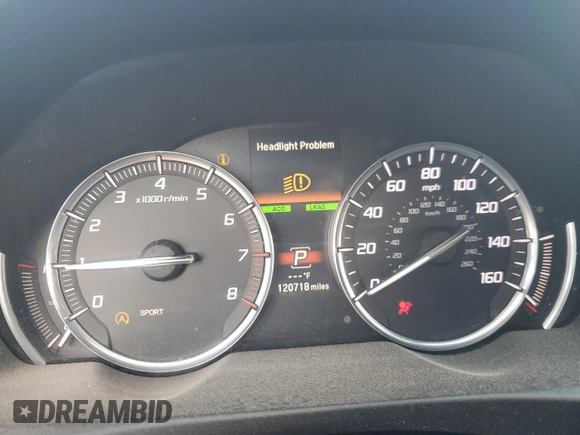 2016 Acura TLX V6 Advance with VIN 19UUB3F75GA001491, listed as a Copart auction lot 73559564 with 120,718 mi miles and Salvage Title. Bid and sale history available at carsss.com. Image 9.