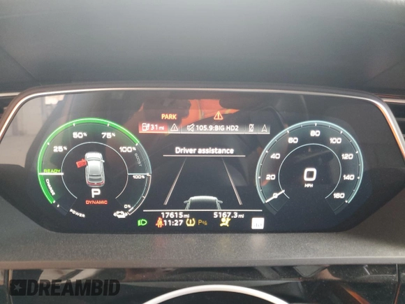 2022 Audi e-tron Sportback Premium Plus with VIN WA12AAGE0NB037794, listed as a Copart auction lot 58194185 with 17,615 mi miles and Non repairable. Bid and sale history available at DreamBid. Image 9.