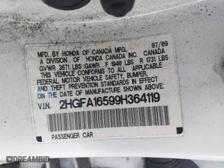2009 Honda Civic Sdn LX with VIN 2HGFA16599H364119, listed as a IAAI auction lot 42000655 with 148,071 mi miles. Bid and sale history available at carsss.com. Image 9.