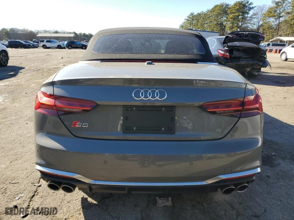 2024 Audi S5 Cabriolet Premium Plus with VIN WAUW4GF5XRN009540, listed as a Copart auction lot 89191775 with 2,868 mi miles and Salvage Title. Bid and sale history available at carsss.com. Image 6.