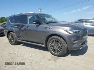 2024 Infiniti QX80 LUXE with VIN JN8AZ2AE7R9325614, listed as a Copart auction lot 59972514 with 8,594 mi miles and Salvage Title. Bid and sale history available at carsss.com. Image 4.