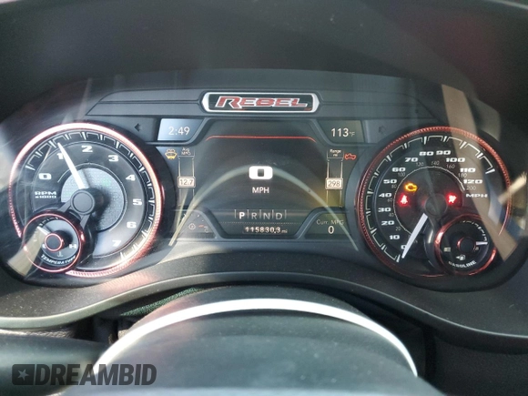 2019 Ram 1500 with VIN 1C6RRELG7KN716670, listed as a Copart auction lot 70481274 with 115,830 mi miles and Salvage title. Bid and sale history available at DreamBid. Image 9.