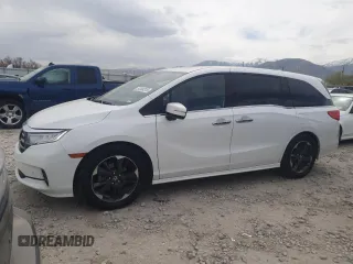 2021 Honda Odyssey Elite with VIN 5FNRL6H99MB000042, listed as a Copart auction lot 54154375 with 53,200 mi miles and Salvage title. Bid and sale history available at DreamBid. Image 1.