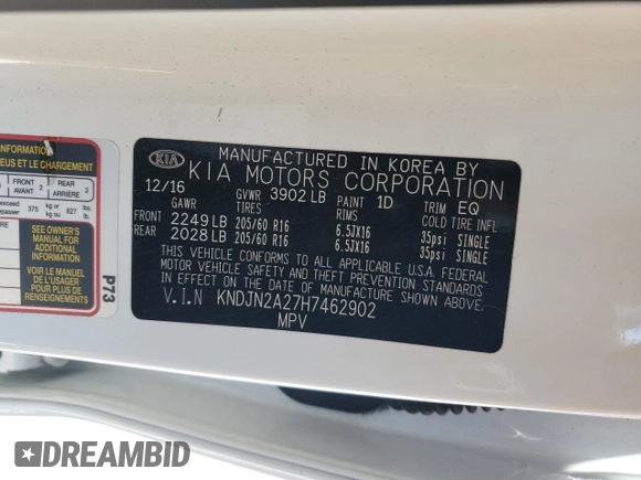 2017 Kia Soul with VIN KNDJN2A27H7462902, listed as a Copart auction lot 54098005 with 36,615 mi miles and Salvage Title. Bid and sale history available at carsss.com. Image 14.