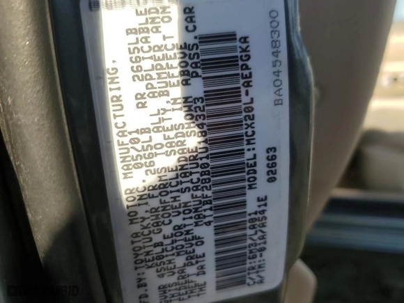 2001 Toyota Avalon XL w/Bucket Seats with VIN 4T1BF28B01U184323, listed as a Copart auction lot 45544095 with 211,653 mi miles and Salvage Title. Bid and sale history available at carsss.com. Image 12.